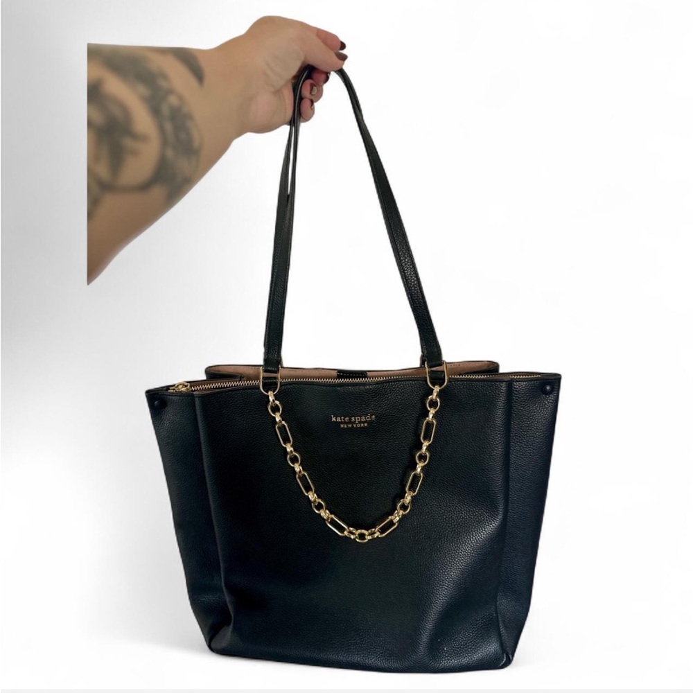 Kate Spade Black Tote with Gold Chain
